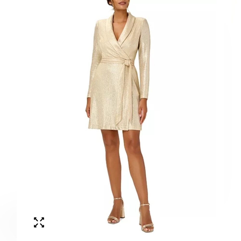 Adrianna Papell Women's Metallic-Knit Tuxedo Dress - Picture 2 of 8